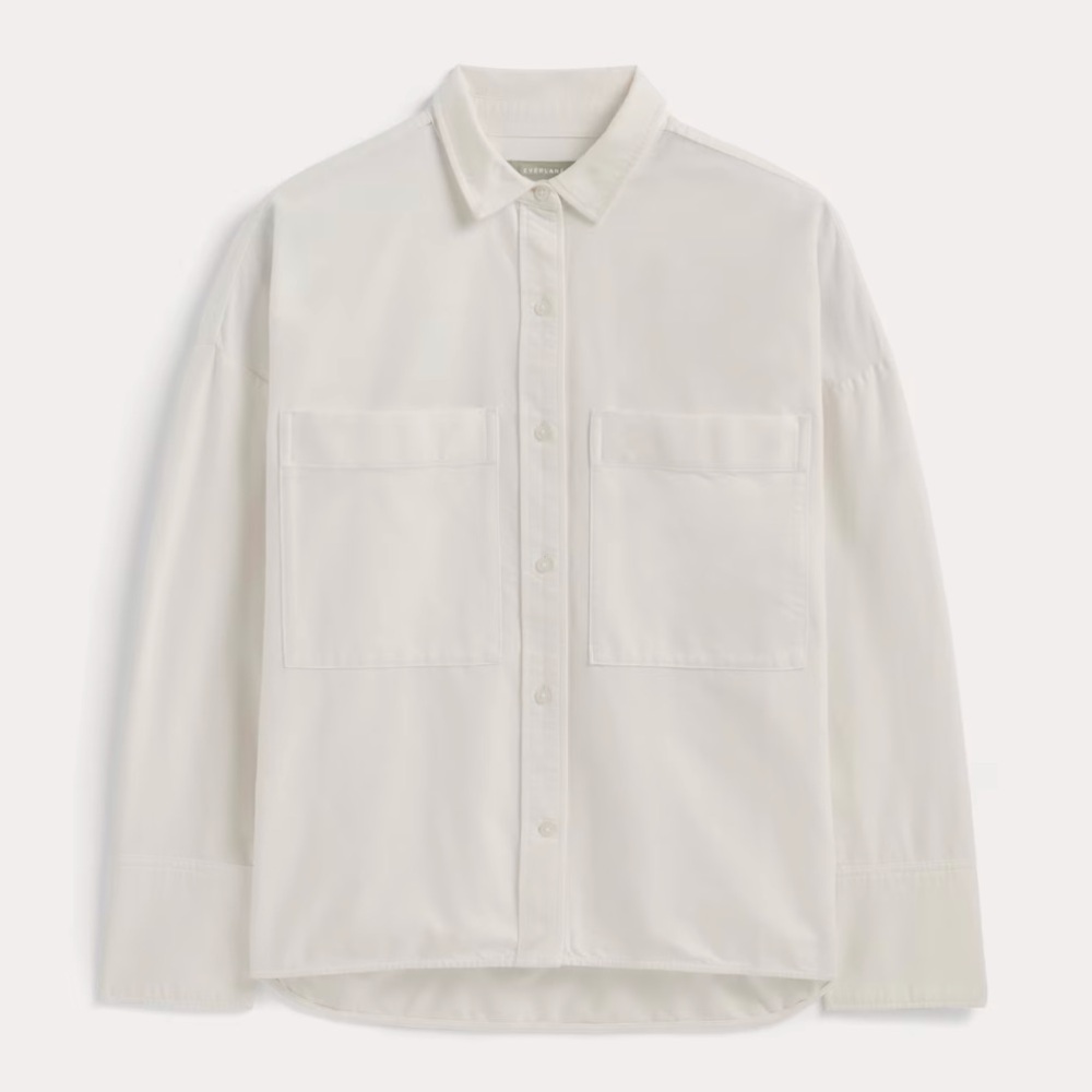 EVERLANE The Boxy Oxford Button Down Pocket Front Shirt White XXS